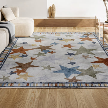 Star Gazer Geometric Machine-washable Area Rug